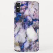 Witte marmer met roze en blauwe glitter Case-Mate iPhone case (Achterkant)