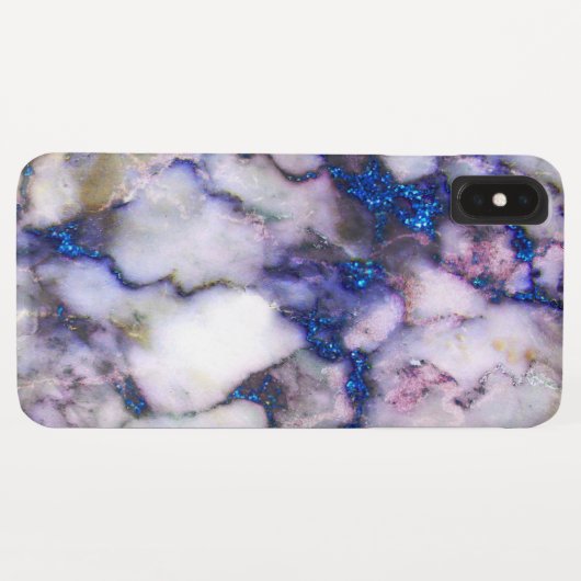 Witte marmer met roze en blauwe glitter Case-Mate iPhone case (Achterkant (horizontaal))