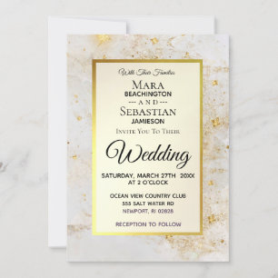 ~ Witte marmer met Star Dust Gold Glitter Kaart