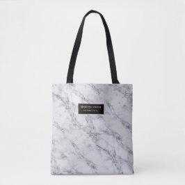 Witte marmer met vrouwelijke rosegold details tote bag