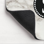 Witte marmer met zwart monogram muismat (Hoek)