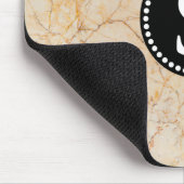 Witte marmer met zwart monogram muismat (Hoek)