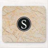 Witte marmer met zwart monogram muismat (Voorkant)