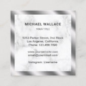 Witte marmer metallisch staal Nautische hellingsan Vierkante Visitekaartje (Achterkant)