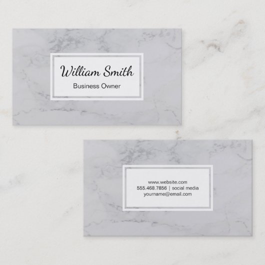 Witte marmer | Minimalistisch Visitekaartje (Voorkant / Achterkant)