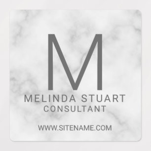 Witte marmer Modern Monogram Business Labels
