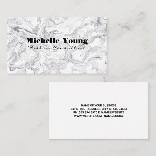 Witte Marmer Modern Textielachtergrond Visitekaartje (Voorkant / Achterkant)