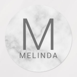 Witte marmer Monogram Minimalistische Etiketten Labels