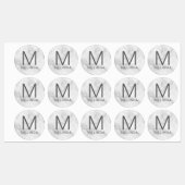 Witte marmer Monogram Minimalistische Etiketten Labels (Vel)