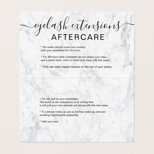 witte marmer oognazorg visitekaartje (Binnenkant ongevouwen)