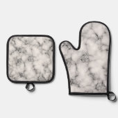 Witte marmer ovenwant & pannenlap set (Voorkant)