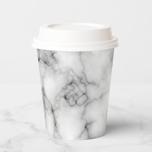 Witte marmer papieren bekers (Links)