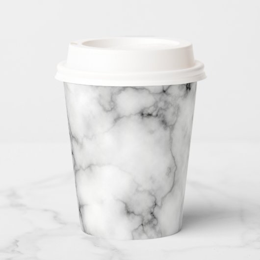 Witte marmer papieren bekers (Achterkant)