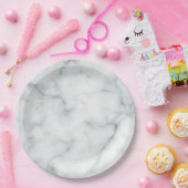 witte marmer papieren bordje (Feest)