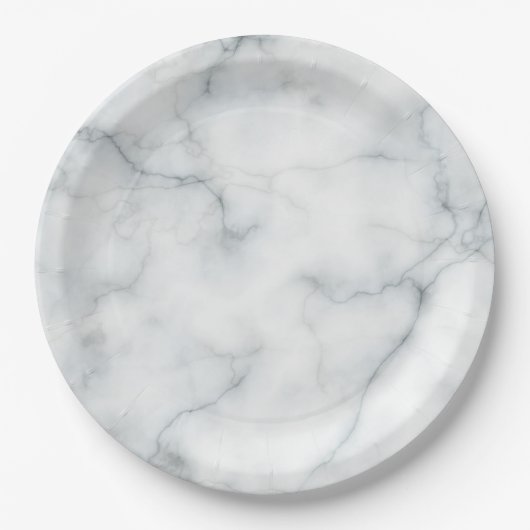witte marmer papieren bordje (Voorkant)