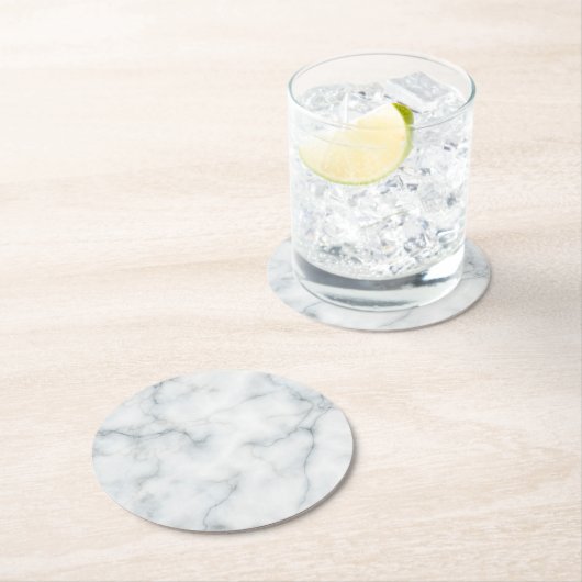 witte marmer ronde kartonnen onderzetter (Insitu)