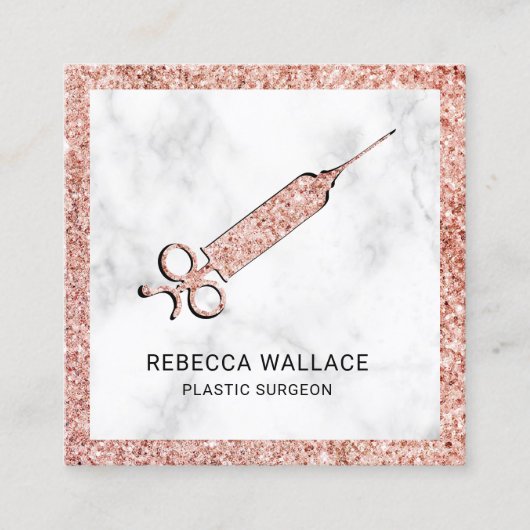 Witte marmer Roos Gold spuit Plastic chirurg Vierkante Visitekaartje (Voorkant)