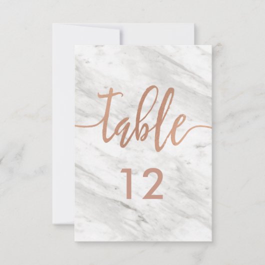Witte marmer Roos Gold Table Number (Zitdiagram) Kaart (Voorkant)