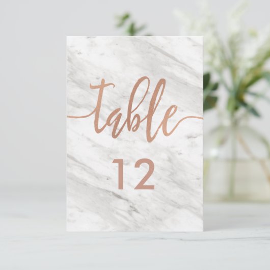 Witte marmer Roos Gold Table Number (Zitdiagram) Kaart (Staand voorkant)