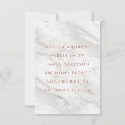 Witte marmer Roos Gold Table Number (Zitdiagram) Kaart (Achterkant)