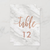 Witte marmer Roos Gold Table Number (Zitdiagram) Kaart (Voorkant / Achterkant)