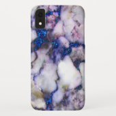 Witte marmer roze en blauwe glitter Case-Mate iPhone case (Achterkant)
