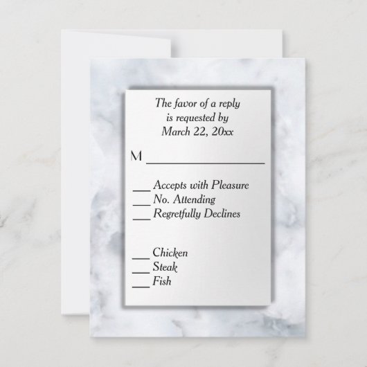 Witte Marmer RSVP met menukeuze Kaartje (Voorkant)
