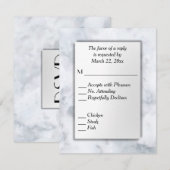 Witte Marmer RSVP met menukeuze Kaartje (Voorkant / Achterkant)