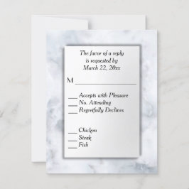 Witte Marmer RSVP met menukeuze Kaartje