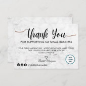 Witte marmer schrift klant bedankkaart (Voorkant / Achterkant)