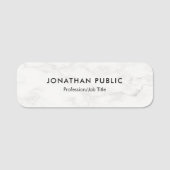 Witte marmer Sjabloon Moderne Eenvoudig ontwerp af Naamplaatje (Voorkant)