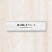 Witte marmer Sjabloon Trendy Elegant Modern Deurbordje (Voorkant)