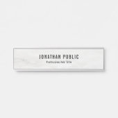 Witte marmer Sjabloon Trendy Elegant Modern Deurbordje (Voorkant)