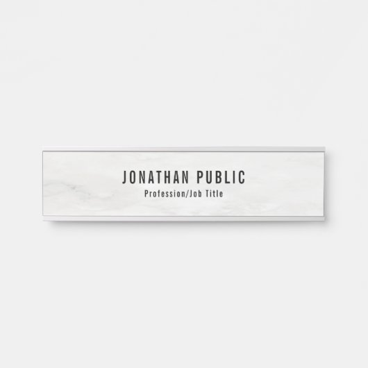 Witte marmer Sjabloon Trendy Elegant Modern Deurbordje (Voorkant)