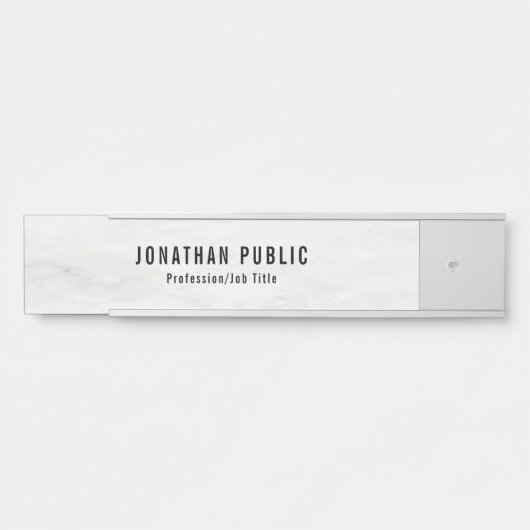 Witte marmer Sjabloon Trendy Elegant Modern Deurbordje (Voorkant)