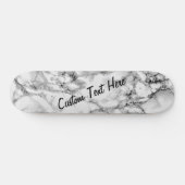 Witte marmer Skateboard met aangepaste tekst / naa (Horizontaal)