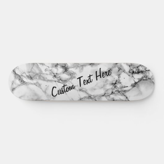 Witte marmer Skateboard met aangepaste tekst / naa (Horizontaal)