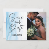 Witte marmer Sparen de Datum klantgerichte Kaart (Voorkant)