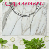 Witte marmer, speciale benaming voor fuchsia theedoek (Gevouwen)