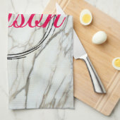 Witte marmer, speciale benaming voor fuchsia theedoek (Quarter Fold)