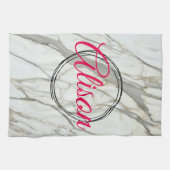 Witte marmer, speciale benaming voor fuchsia theedoek (Horizontaal)