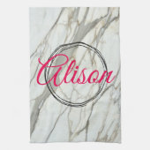 Witte marmer, speciale benaming voor fuchsia theedoek (Verticaal)