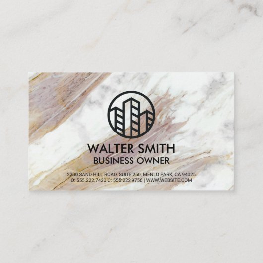 Witte marmer textuur | Bedrijfsicoon Visitekaartje (Achterkant)