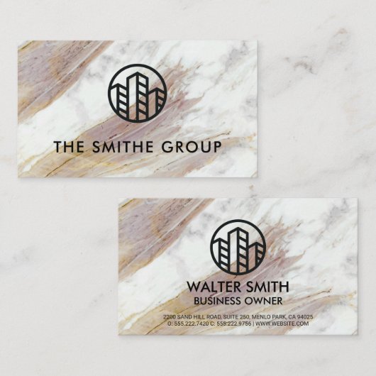 Witte marmer textuur | Bedrijfsicoon Visitekaartje (Voorkant / Achterkant)