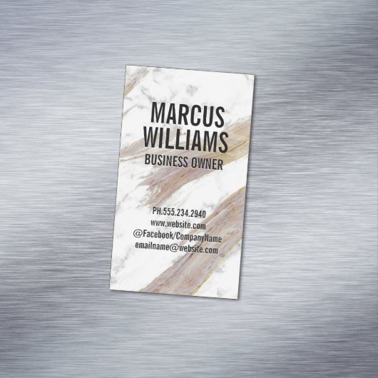 Witte marmer textuur magnetisch visitekaartje (Voorbeeld)