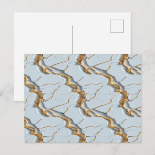Witte marmer textuur met gebarsten gouden aders briefkaart