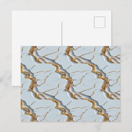 Witte marmer textuur met gebarsten gouden aders briefkaart (Voorkant / Achterkant)