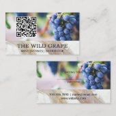 Witte marmer textuur | Wijnstok | QR-code Visitekaartje (Voorkant / Achterkant)