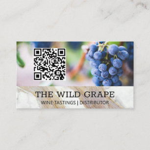 Witte marmer textuur   Wijnstok   QR-code Visitekaartje