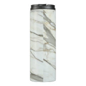 Witte marmer trendy fuchsia roze douanenaam thermosbeker (Achterkant)